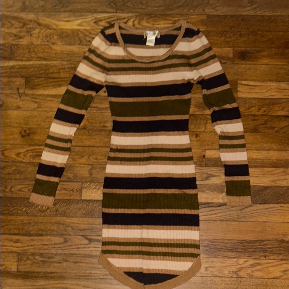 Striped Long Sleeve Dress - Multicolor
